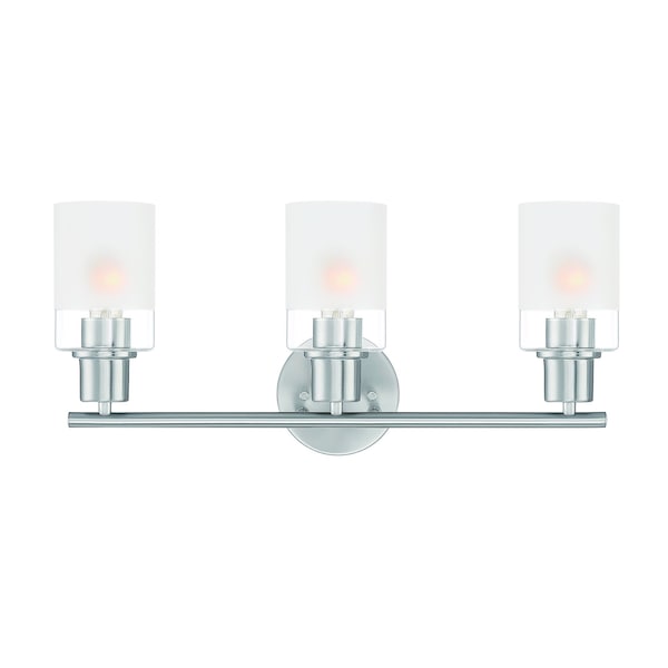 Designers Fountain Cedar Lane 22in 3-Light Brushed Nickel Modern Indoor Vanity Light with Two-Tone Glass Shades D236M-3B-BN - main